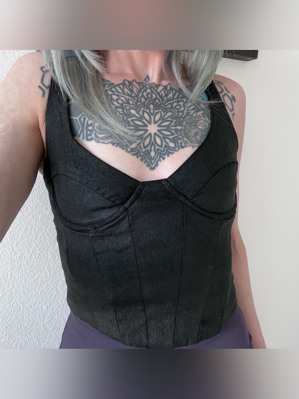 Black bustier corset top zipper back, size M Medium, Fashion Nova
